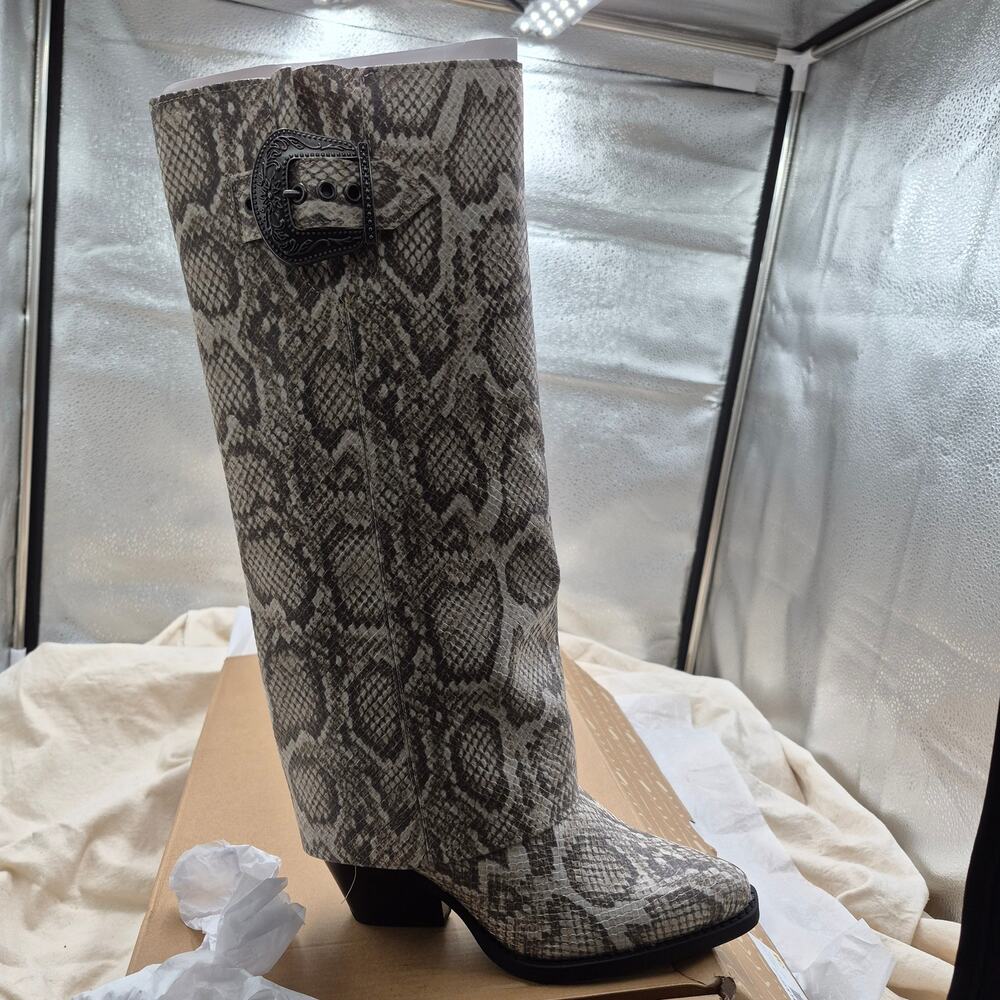 NEW ZODIAC Rowena Western Cowgirl Boots Black/White Women's SIZE 5